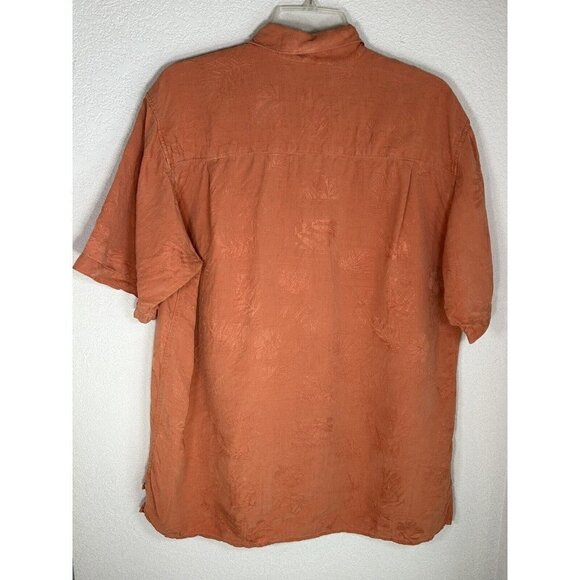 Tommy Bahama Shirt Mens Medium Silk Orange Short Sleeve Hawaiian Camp Mens M - Picture 3 of 13
